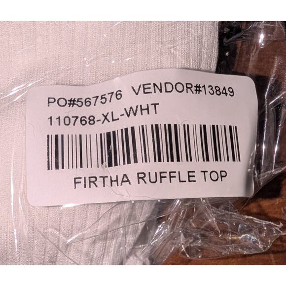 Sunday in Brooklyn Firtha Ruffle Top XL White Sleeveless Ribbed Cotton NWT! - Picture 6 of 6